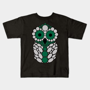 Silver and Green Owl Kids T-Shirt